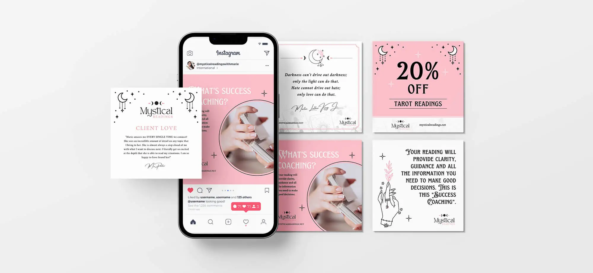 Instagram post designs using company's branding.
