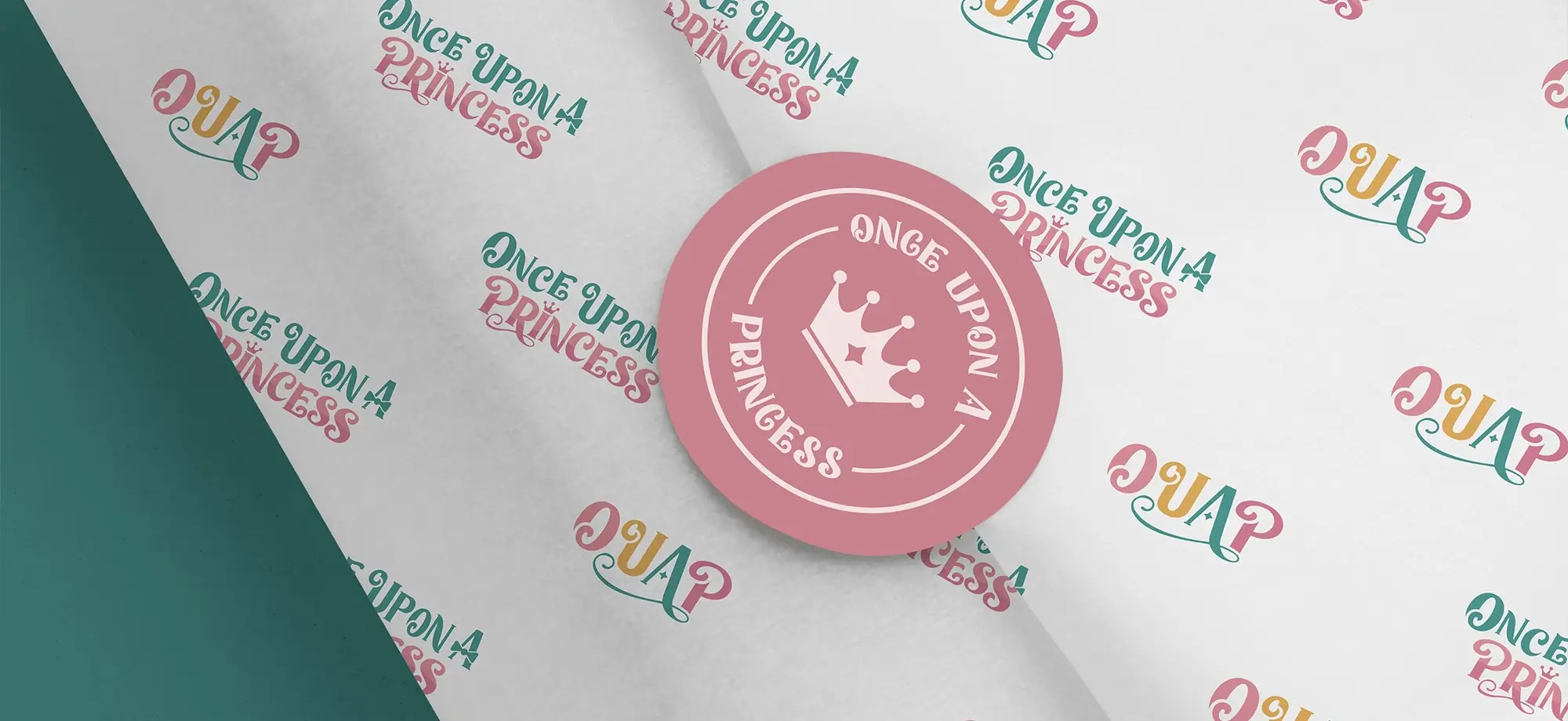 A princess logo sub mark sticker stuck onto custom branded tissue paper.