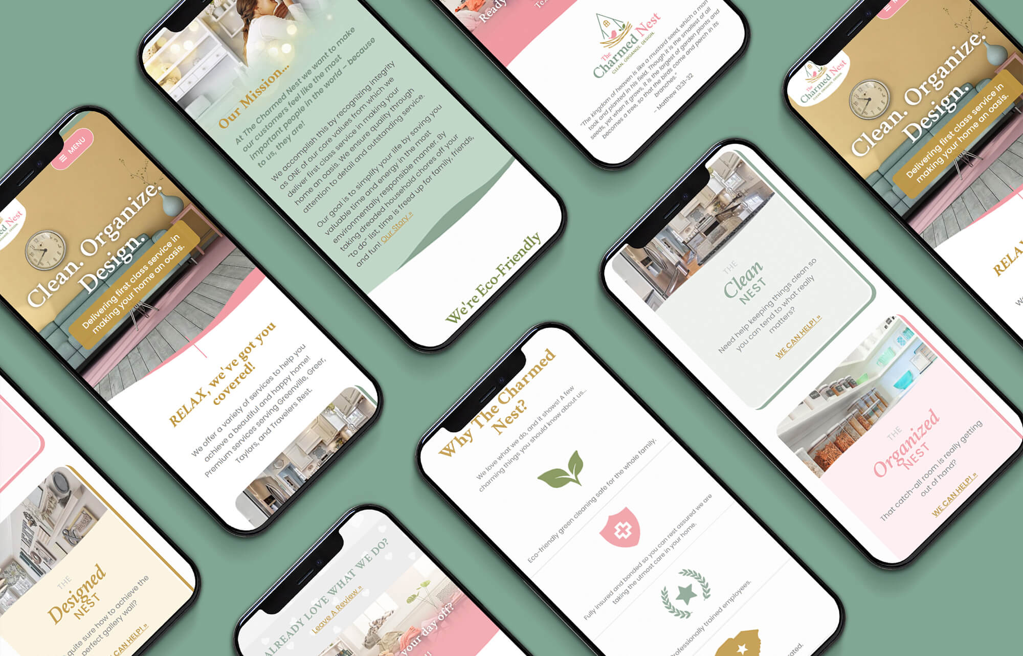 Multiple views of various website sections illustrating our responsive design.