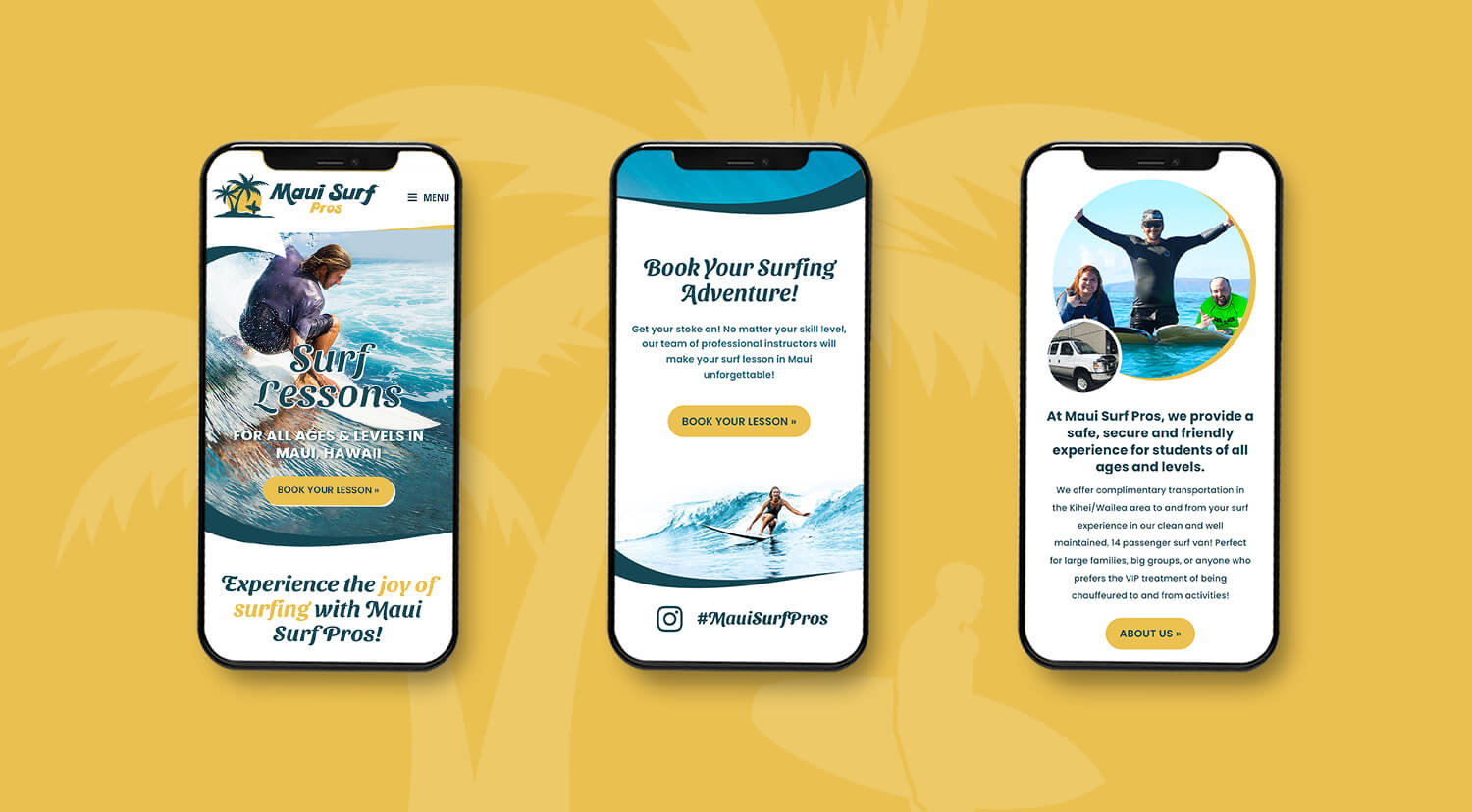 Website on mobile phones to illustrate website has a responsive and mobile friendly layout.