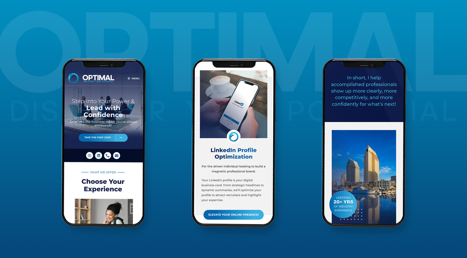 Website on mobile phones to illustrate website has a responsive and mobile friendly layout.