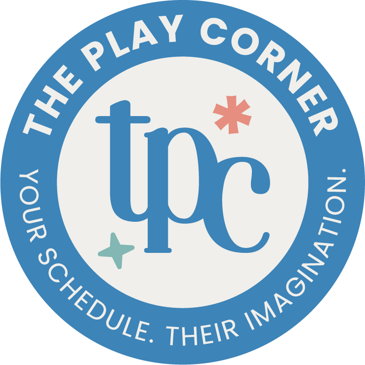 The Play Corner circular sub logo with t p c in the middle.